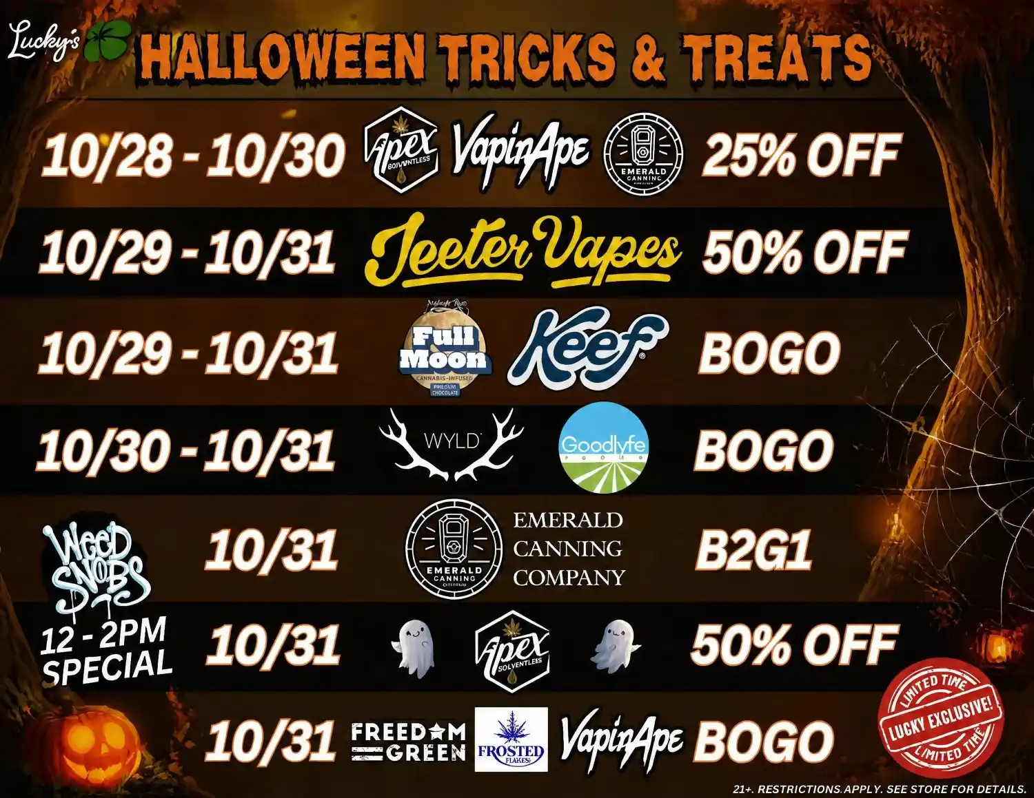Lucky’s Halloween Tricks & Treats: Halloween Week Cannabis Deals