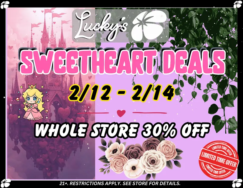 30% off all products february 12th through 14th, dispensary deals near me