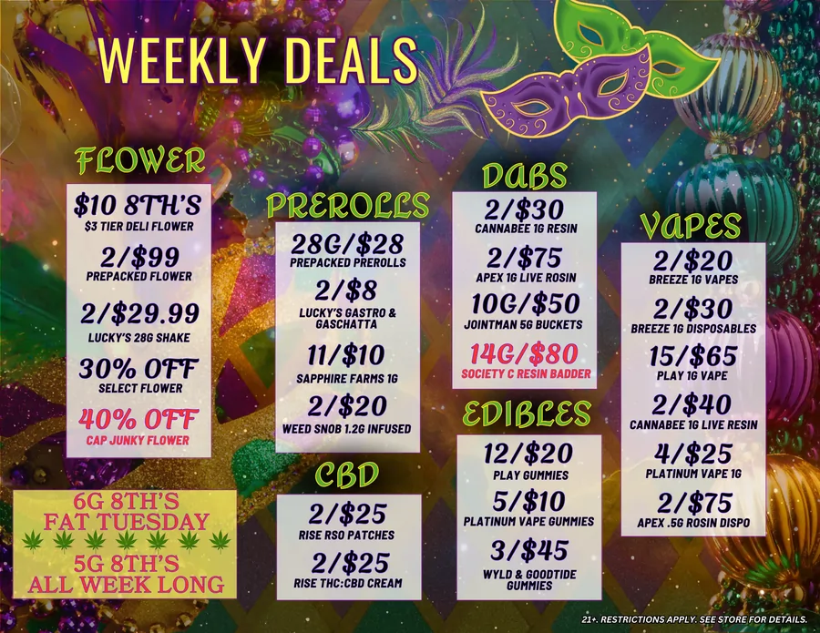 weekly dispensary deals at lucky's cannabis