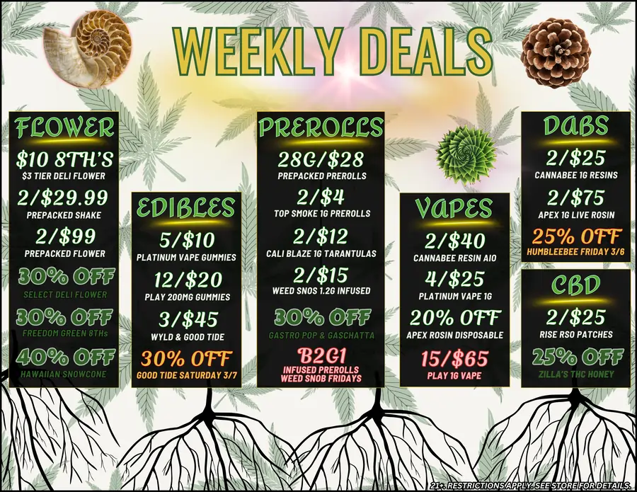 weekly specials and deals card